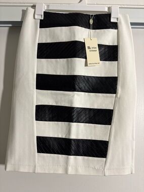 My Tribe Black Monochrome Striped Pencil Skirt